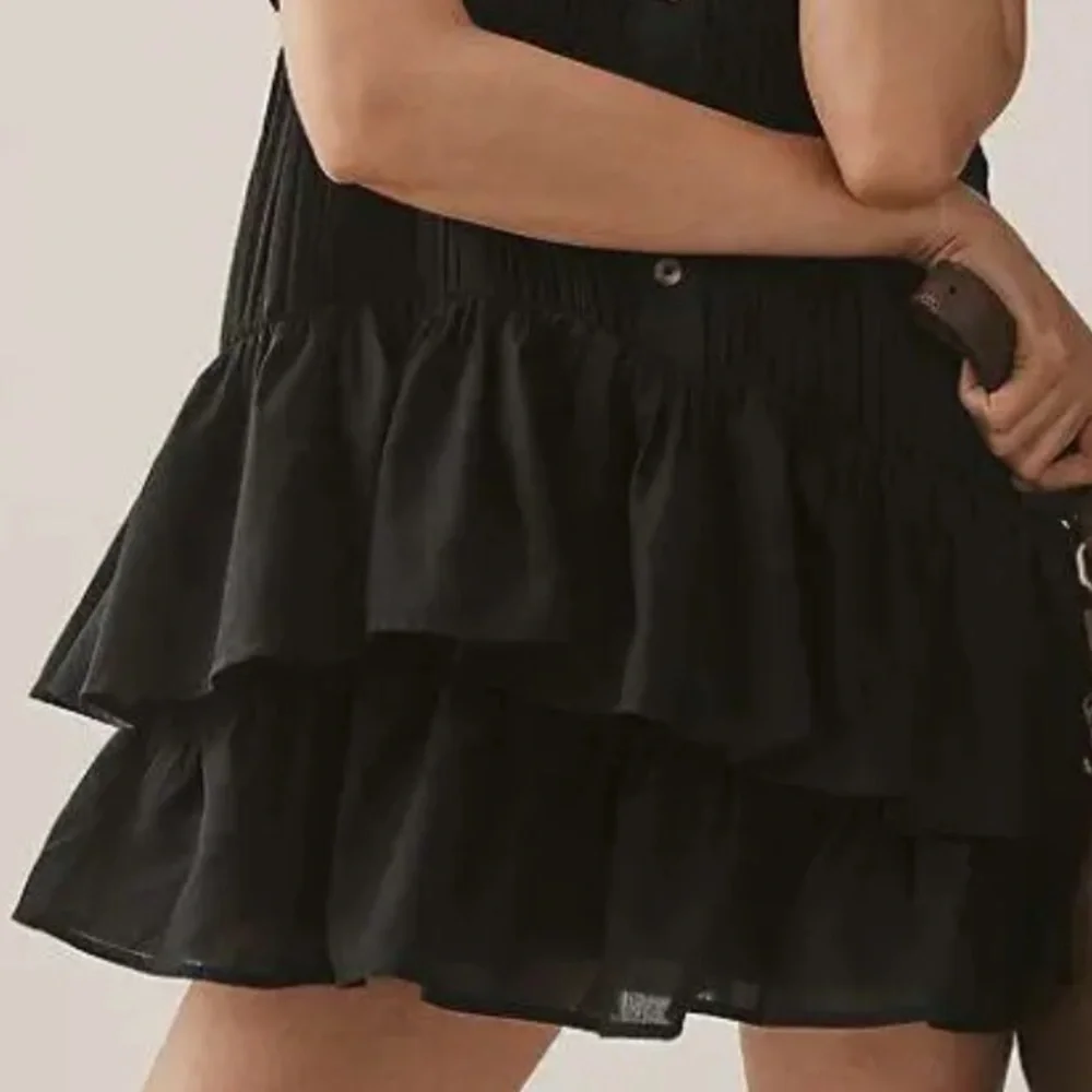 Anthropologie Sleeveless Ruffle Mini Shirt Dress Black Button Cotton Collar NWOT - Picture 5 of 13